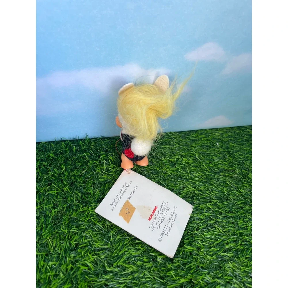 Vintage Scandinavian House Doll Bunny Outfit Yellow Hair Blue Eyes Tag